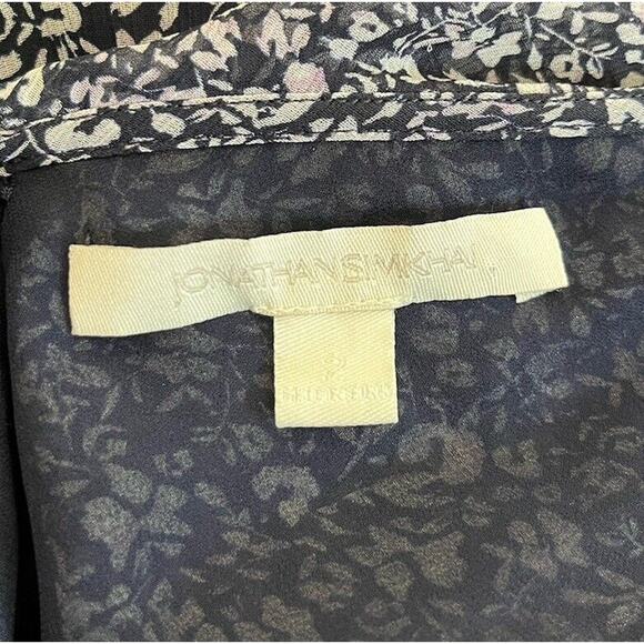 Jonathan Simkhai Silvia Silk Dress Floral Print Crinkled Chiffon High Low Size 2 - Picture 9 of 10